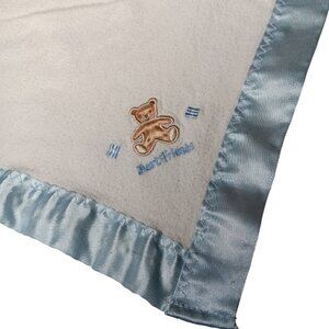 Cutie Pie Best Friends Bear Security Blanket Blue Flannel Satin Trim Lovie VTG